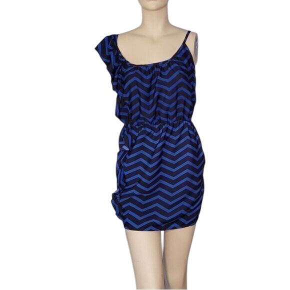 Envy Me Sripe Blue Dress Size Large - Picture 1 of 5